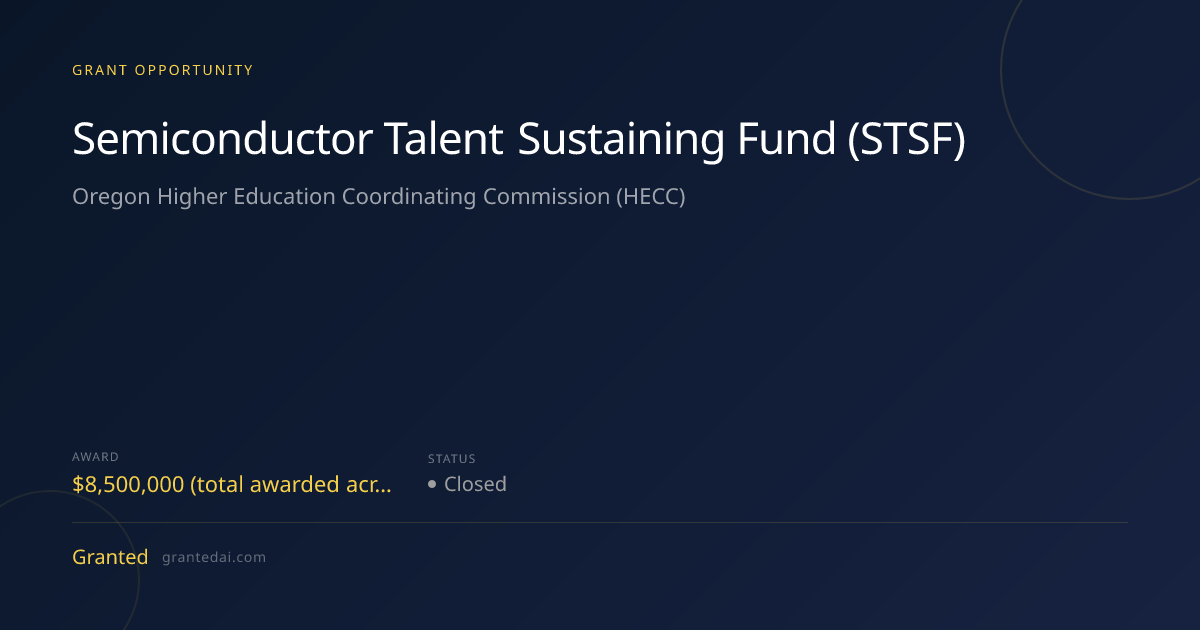 Semiconductor Talent Sustaining Fund (STSF) (2026) | Granted AI