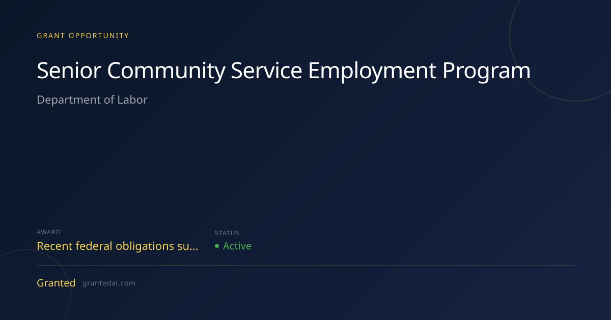 Senior Community Service Employment Program (2026) | Granted AI