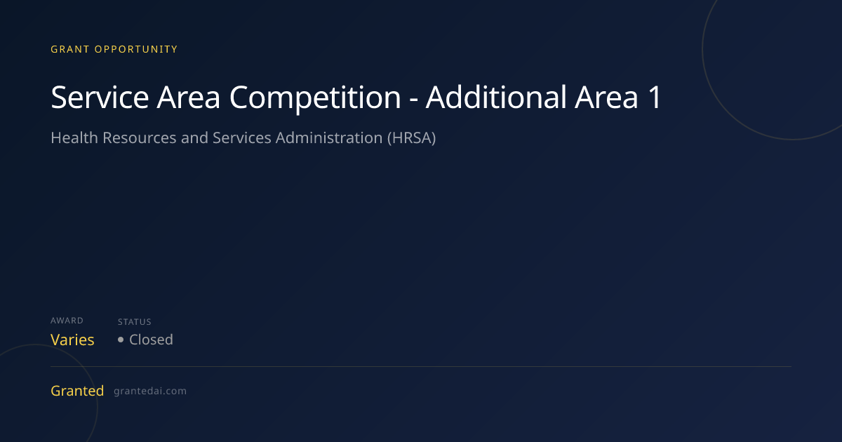 Service Area Competition - Additional Area 1 (2026) | Granted AI