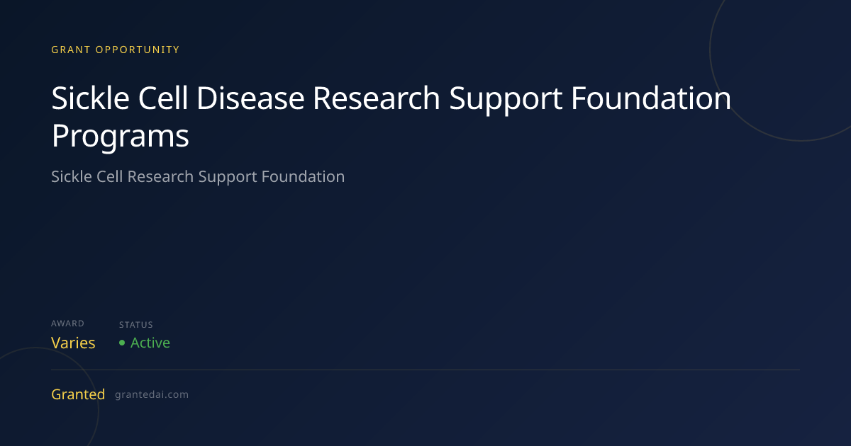 Sickle Cell Disease Research Support Foundation Programs (2026 ...