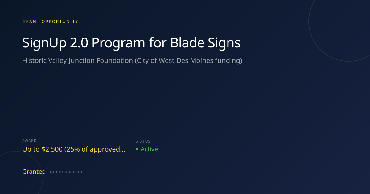 SignUp 2.0 Program for Blade Signs (2026) | Granted AI
