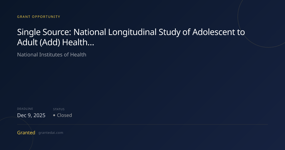 Single Source: National Longitudinal Study of Adolescent to Adult (Add ...
