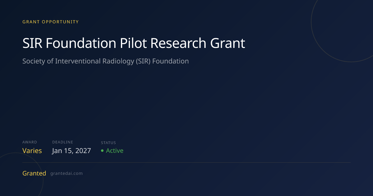SIR Foundation Pilot Research Grant (2027) | Granted AI
