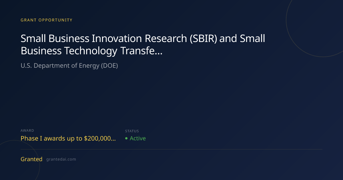 Small Business Innovation Research (SBIR) and Small Business Technology ...