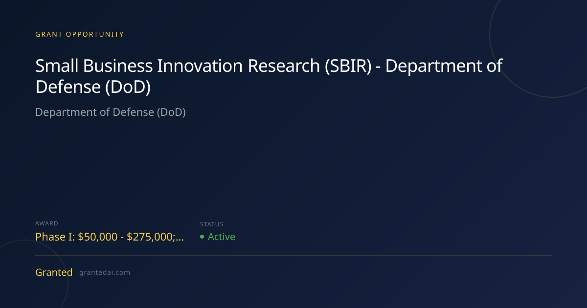 Small Business Innovation Research (SBIR) - Department of Defense (DoD ...