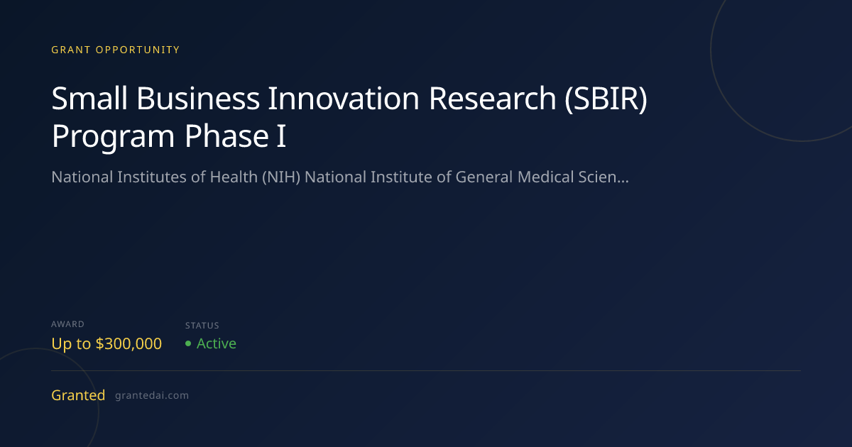 Small Business Innovation Research (SBIR) Program Phase I (2026 ...
