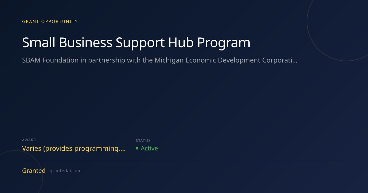 Small Business Support Hub Program (2026) | Granted AI