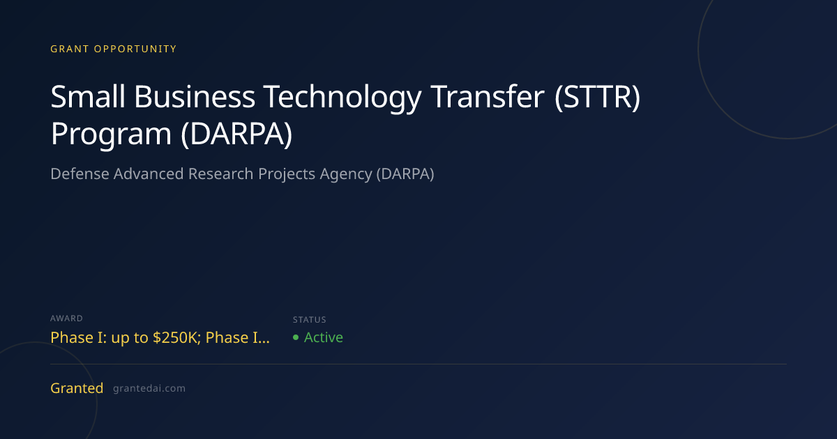 Small Business Technology Transfer (STTR) Program (DARPA) (2026 ...