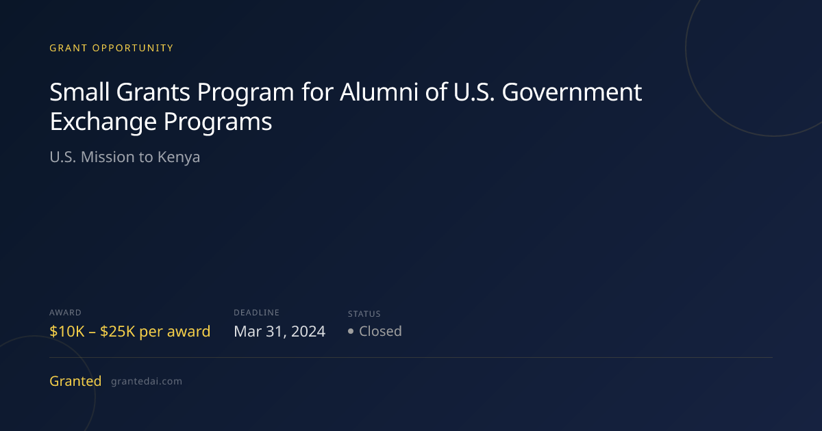 Small Grants Program for Alumni of U.S. Government Exchange Programs ...