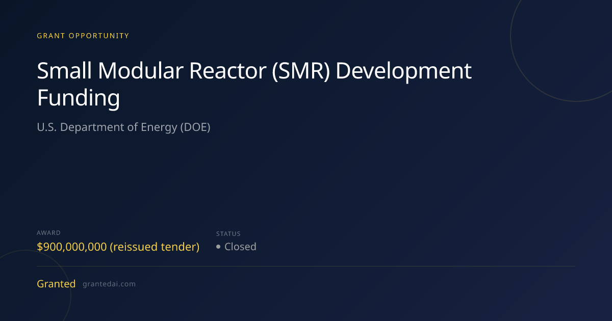 Small Modular Reactor (SMR) Development Funding (2026) | Granted AI