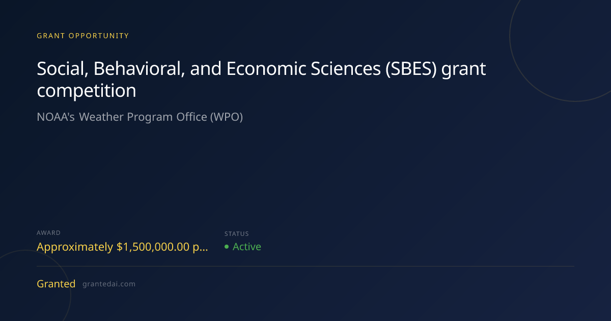 Social, Behavioral, and Economic Sciences (SBES) Grant Competition ...