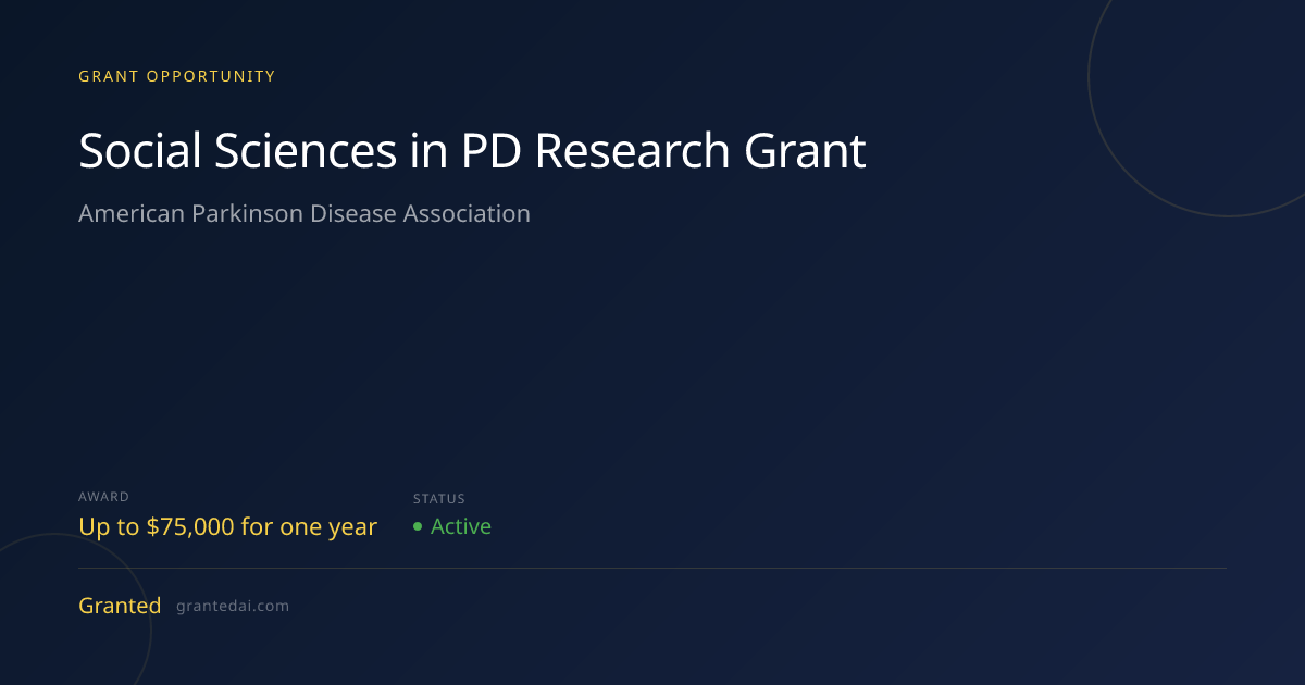 Social Sciences in PD Research Grant (2026) | Granted AI