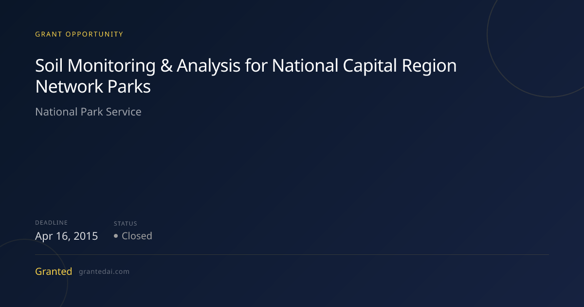 Soil Monitoring & Analysis for National Capital Region Network Parks ...
