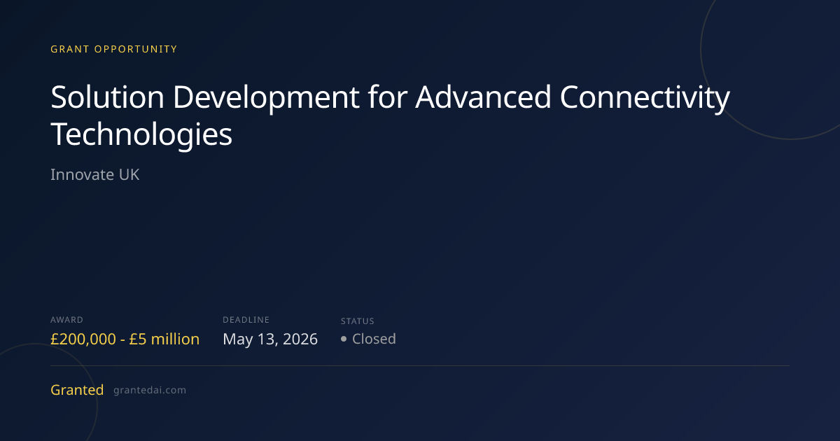 Solution Development for Advanced Connectivity Technologies (2026 ...