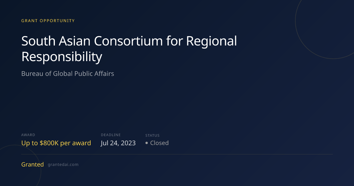 South Asian Consortium for Regional Responsibility (2023) | Granted AI