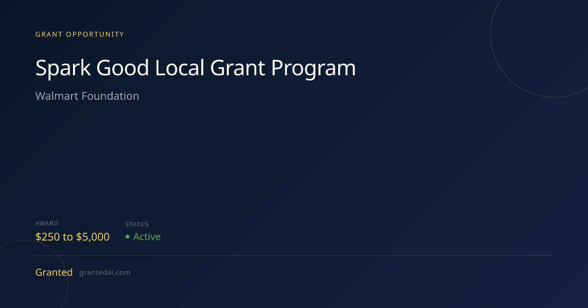 Spark Good Local Grant Program (2026) | Granted AI