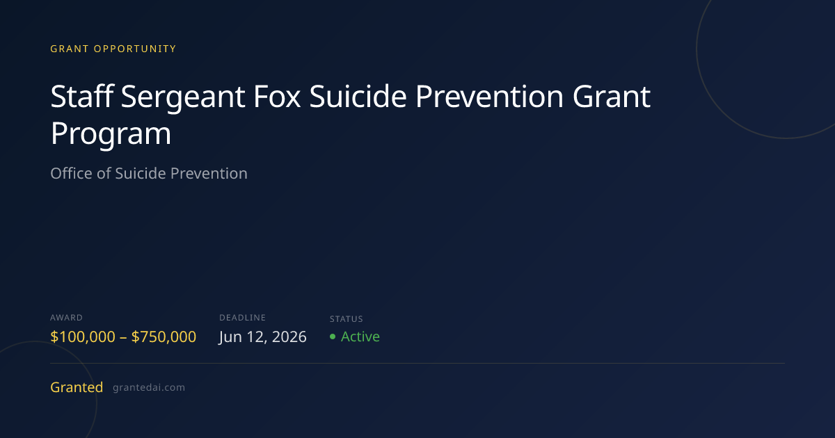 Staff Sergeant Fox Suicide Prevention Grant Program (2026) | Granted AI