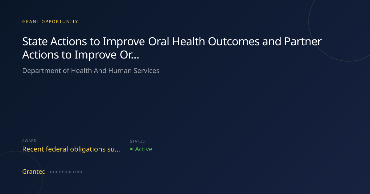 State Actions to Improve Oral Health Outcomes and Partner Actions to ...