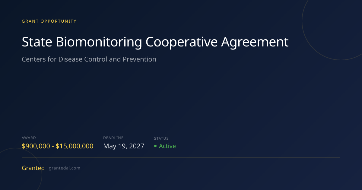 State Biomonitoring Cooperative Agreement (2027) | Granted AI