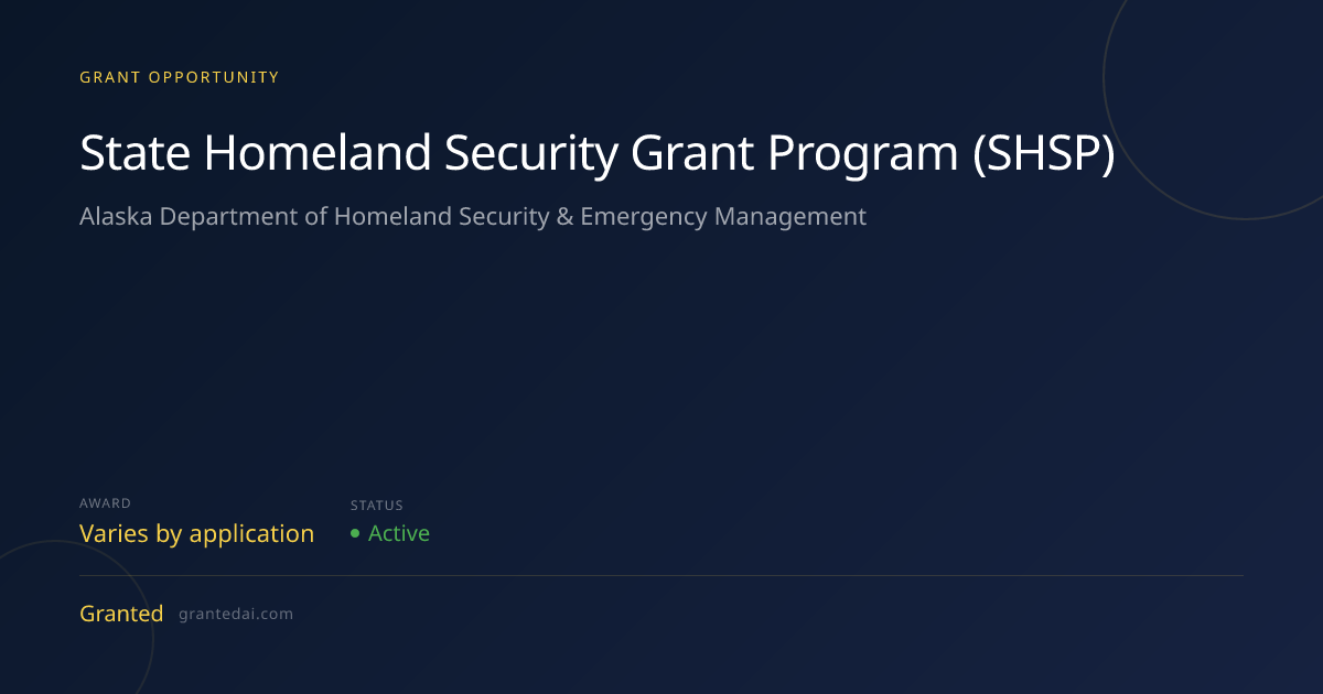 State Homeland Security Grant Program (SHSP) (2026) | Granted AI