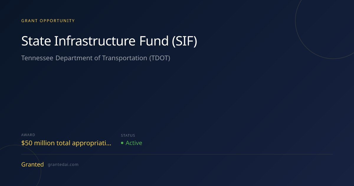 State Infrastructure Fund (SIF) (2026) | Granted AI