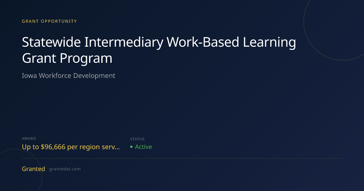 Statewide Intermediary Work-Based Learning Grant Program (2026 ...