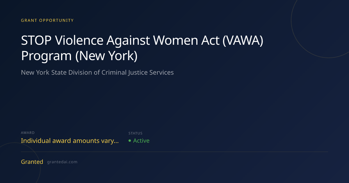 STOP Violence Against Women Act (VAWA) Program (New York) (2026 ...