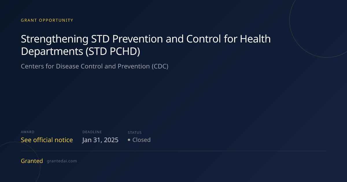 Strengthening STD Prevention and Control for Health Departments (STD ...