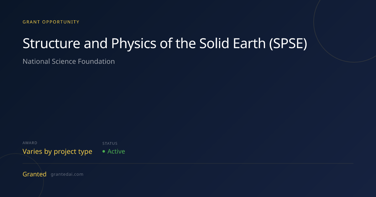 Structure and Physics of the Solid Earth (SPSE) (2026) | Granted AI