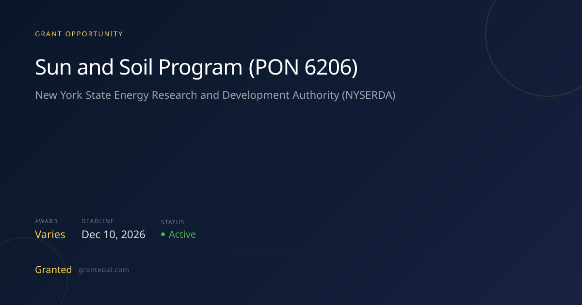 Sun and Soil Program (PON 6206) (2026) | Granted AI