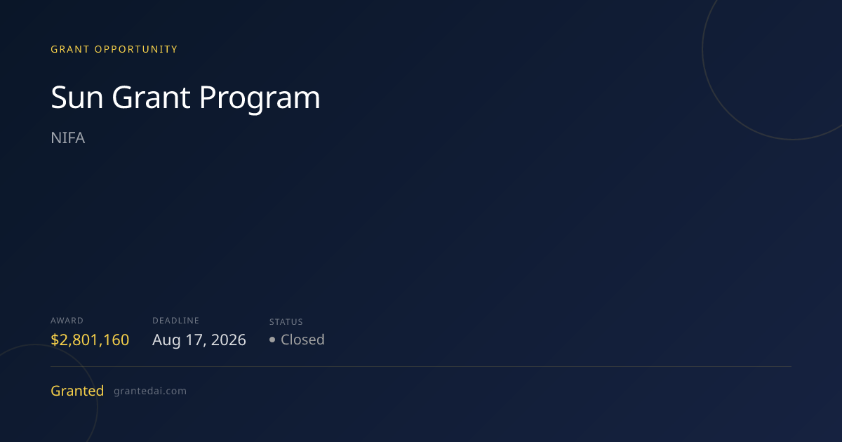 Sun Grant Program (2026) | Granted AI