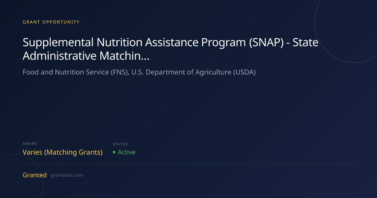 Supplemental Nutrition Assistance Program (SNAP) - State Administrative ...