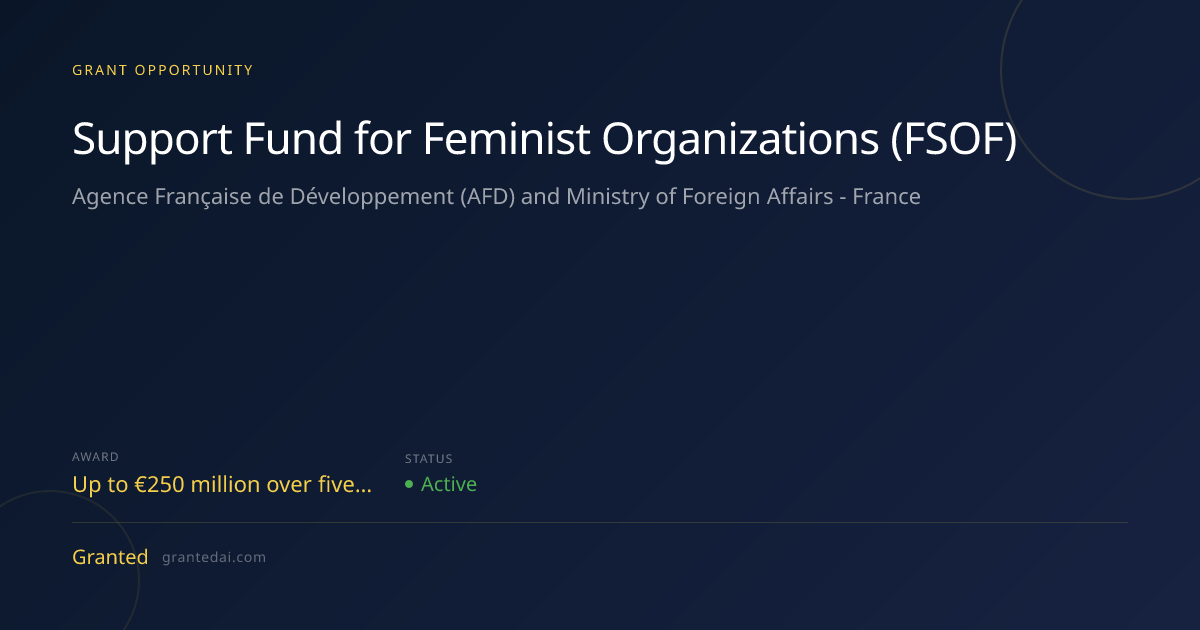Support Fund for Feminist Organizations (FSOF) (2026) | Granted AI