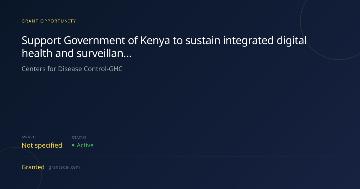 Support Government of Kenya to sustain integrated digital health and ...