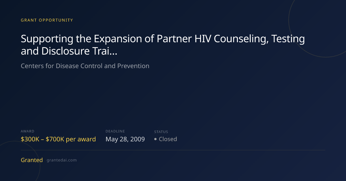 Supporting the Expansion of Partner HIV Counseling, Testing and ...