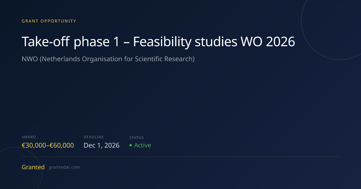 Take-off phase 1 – Feasibility studies WO 2026 (2026) | Granted AI