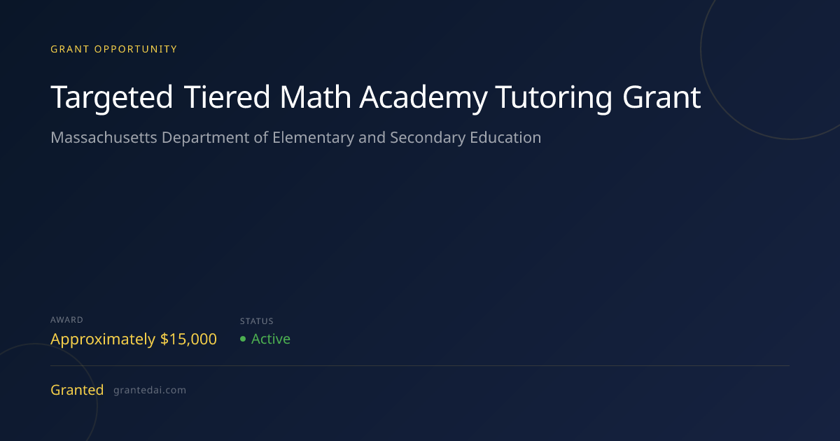 Targeted Tiered Math Academy Tutoring Grant (2026) | Granted AI