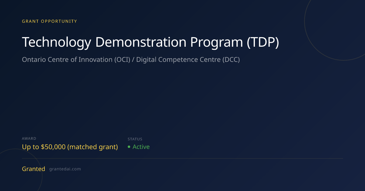 Technology Demonstration Program (TDP) (2026) | Granted AI