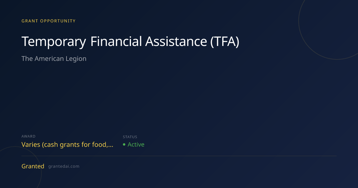 Temporary Financial Assistance (TFA) (2026) | Granted AI