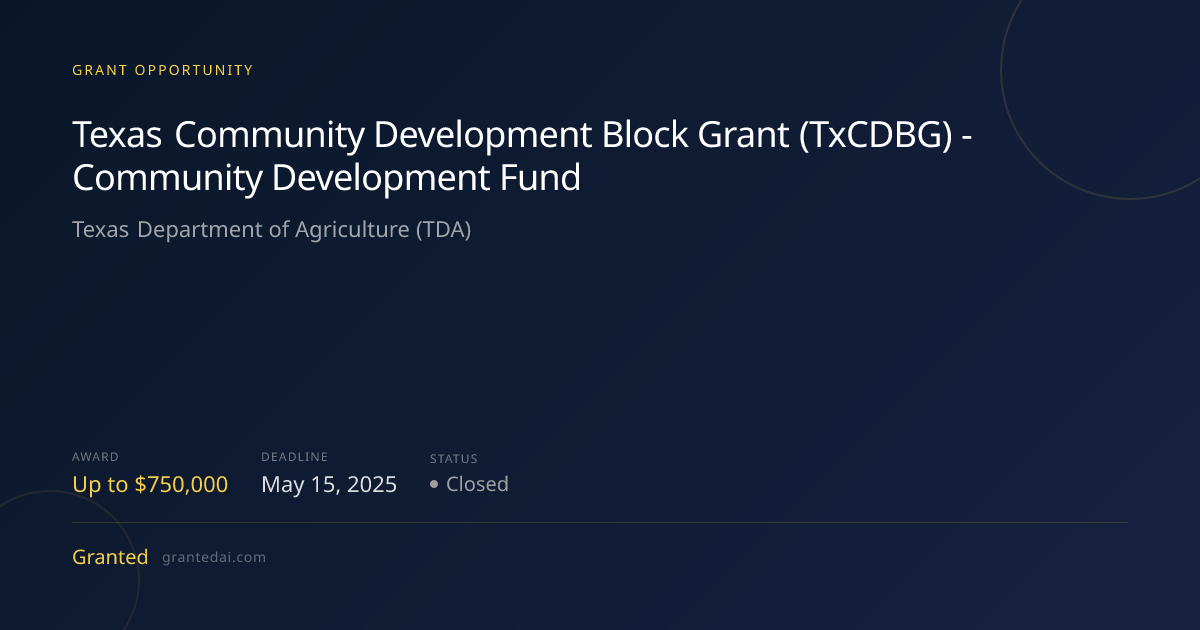 Texas Community Development Block Grant (TxCDBG) - Community ...