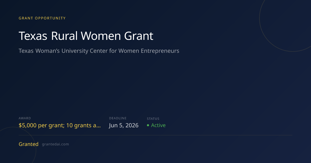 Texas Rural Women Grant (2026) | Granted AI