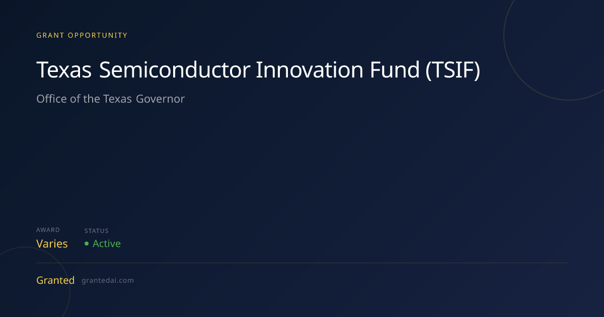 Texas Semiconductor Innovation Fund (TSIF) (2026) | Granted AI