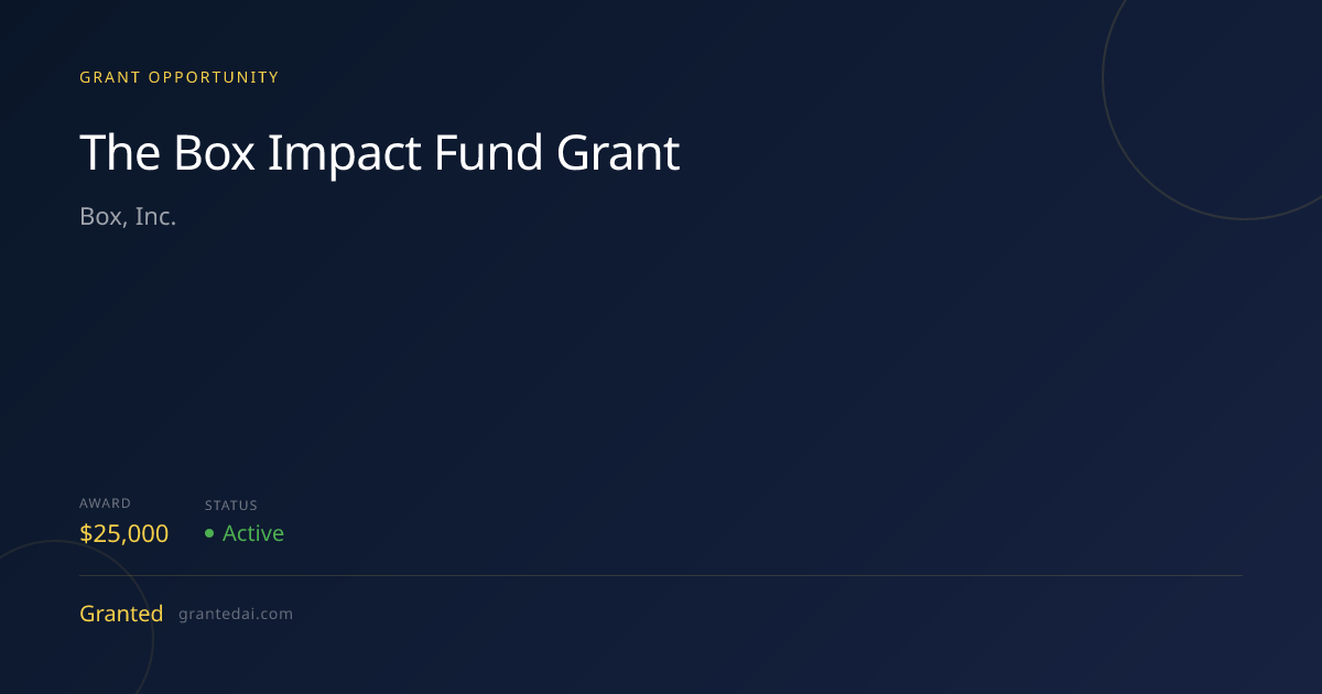 The Box Impact Fund Grant (2026) | Granted AI