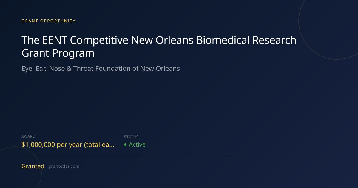 The EENT Competitive New Orleans Biomedical Research Grant Program ...