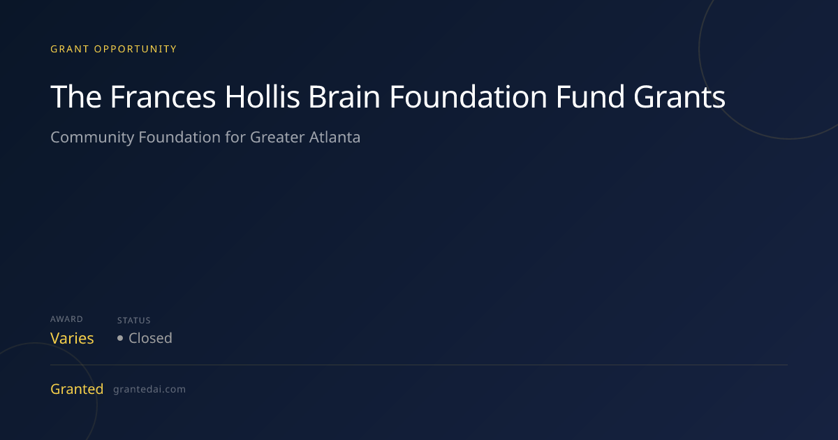 The Frances Hollis Brain Foundation Fund Grants (2026) | Granted AI