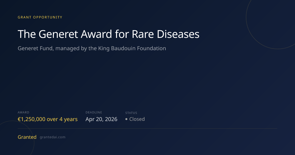 The Generet Award for Rare Diseases (2026) | Granted AI