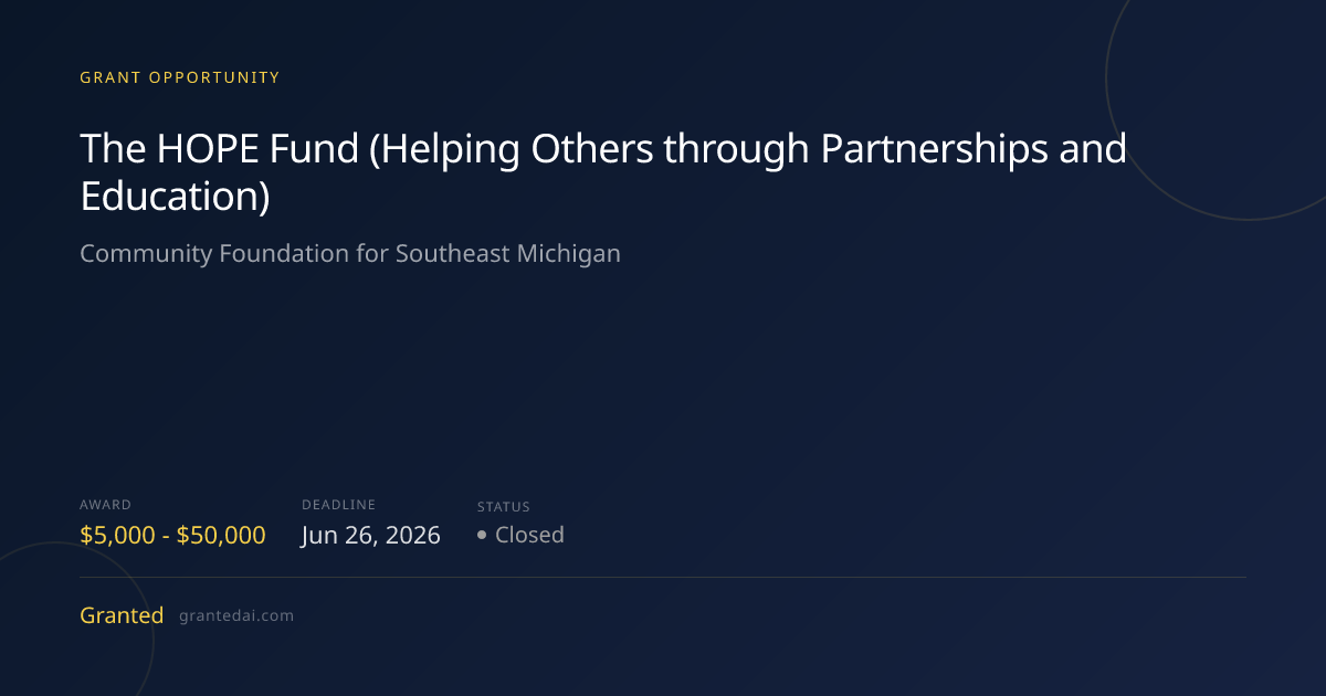 The HOPE Fund (Helping Others through Partnerships and Education) (2026 ...