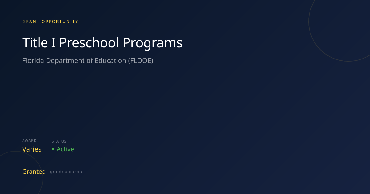 Title I Preschool Programs (2026) | Granted AI