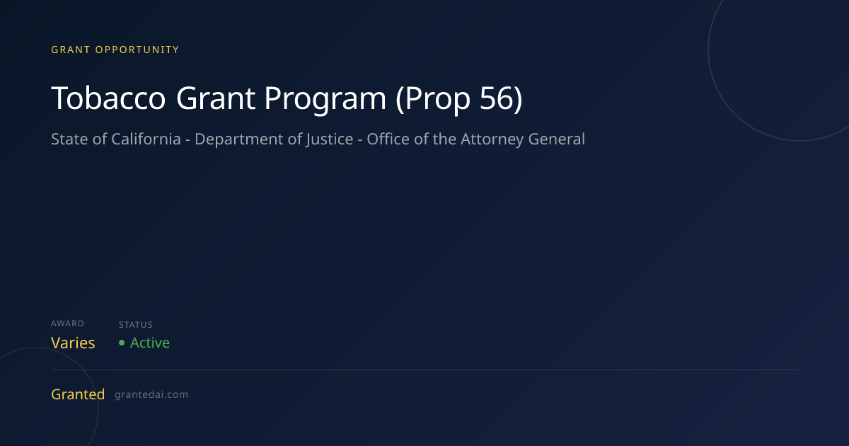 Tobacco Grant Program (Prop 56) (2026) | Granted AI
