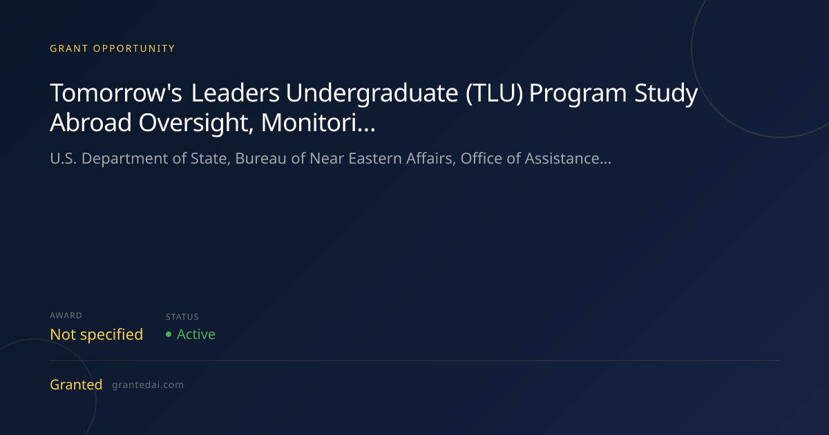 Tomorrow's Leaders Undergraduate (TLU) Program Study Abroad Oversight ...